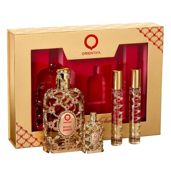 Kit Perfume Orientica Luxury Collection Royal Amber 80mL EDP + 7,5 mL EDP + 2 x 10 mL EDP