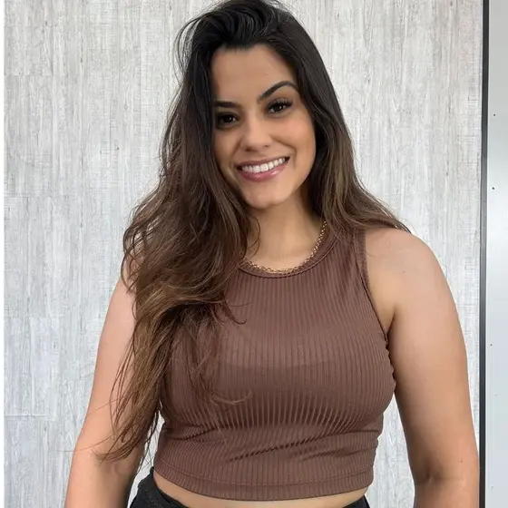 Blusa Feminina Elegante Cropped Feminino Canelado Regata com Elastano Roupa Feminina Casual Moda