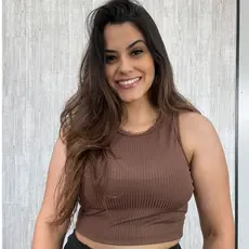 Blusa Feminina Elegante Cropped Feminino Canelado Regata com Elastano Roupa Feminina Casual Moda