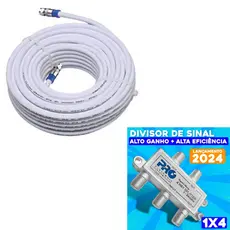 Cabo Coaxial Antena Digital + Conectores + Divisor Sinal 4 Saídas Antena Tv Digital 5-2400