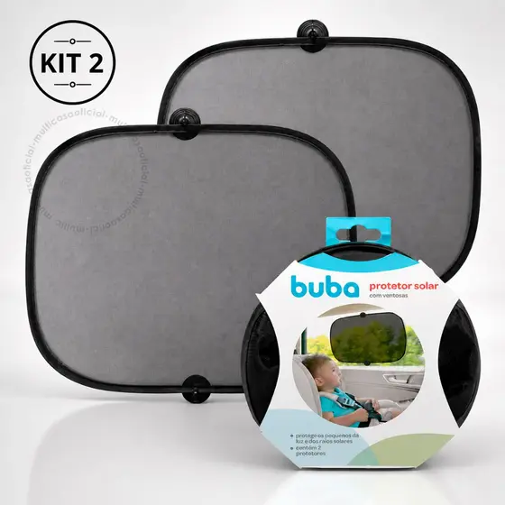 Kit Com 2 Protetor Solar blackout Buba Com Ventosa Para Carro Infantil Neném Protege Sol