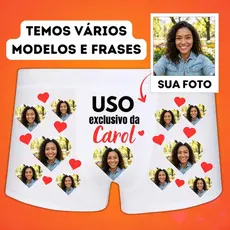 Cueca Personalizada com Foto ou Lisa Namorada Coração Presente Criativo Boxer - P, M, G, GG