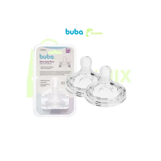 kit 2 Bico De Mamadeira Anticólica Pétala Silicone Buba Easy Flow
