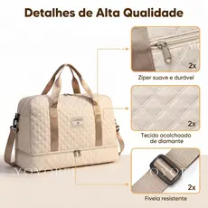 Bolsa Mala de Viagem Feminina Matelassê Grande Com Alça Transversal e Compartimento Inferior matmig