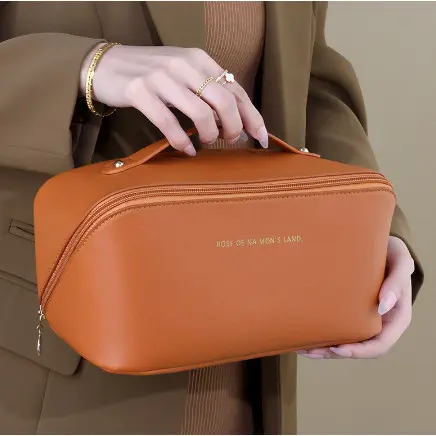 Bolsa organizadora de cosméticos feminina de alta qualidade – Bolsa portátil de PU, ideal para viagens matmig