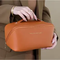 Bolsa organizadora de cosméticos feminina de alta qualidade – Bolsa portátil de PU, ideal para viagens matmig