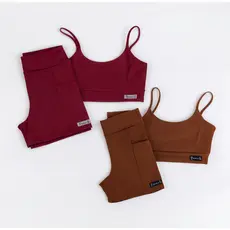 KIT 2 Conjunto Fitness Poliamida Premium - Top e Shorts Com Bolso na Lateral Super Confortável e Transparência Zero!