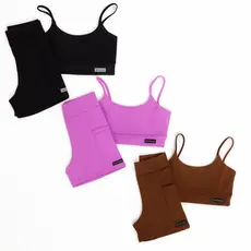 KIT 3 Conjuntos Feminino Fitness Poliamida Top + Legging | Alta Elasticidade, Zero Transparência