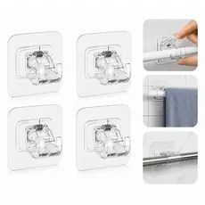 Kits Suporte Adesivo Varão Cortina Sem Furar Parede Gancho Autocolante
