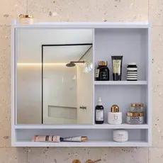 Espelheira Suspensa para Banheiro Closet Porta e Armário armarinho aqua com nicho Branca