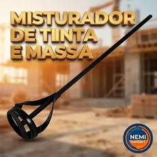 Misturador De Tinta E Massa Para Furadeira 52cm Aço Preto
