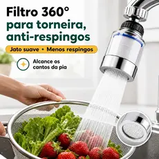 Filtro Universal 360° para Torneira – Aumenta a Pressão da Água, Ideal para Cozinha e Banheiro