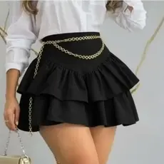 Saia com Short por Baixo Feminina – Moda Tendência, Babado Duplo e Super Confortável