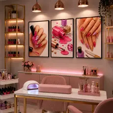 Quadros Decorativos Manicure Rosa Pink Kit Nail Designer Moderno Para Salão