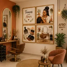 Kit Quadros Decorativos Trancista Afro Beauty Feminino | Decoração Salão de Beleza