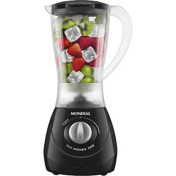 Liquidificador Mondial Easy Power L-550-B / 550W / 1.5 Litros / 2 Velocidades + Pulsar / 127V ~ 60HZ - Preto/ Cinza