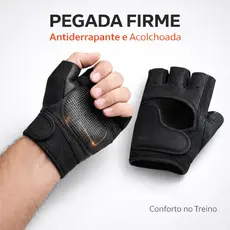 Luva Academia Antiderrapante Emborrachada em Poliamida e Acolchoada – Pegada Firme e Conforto