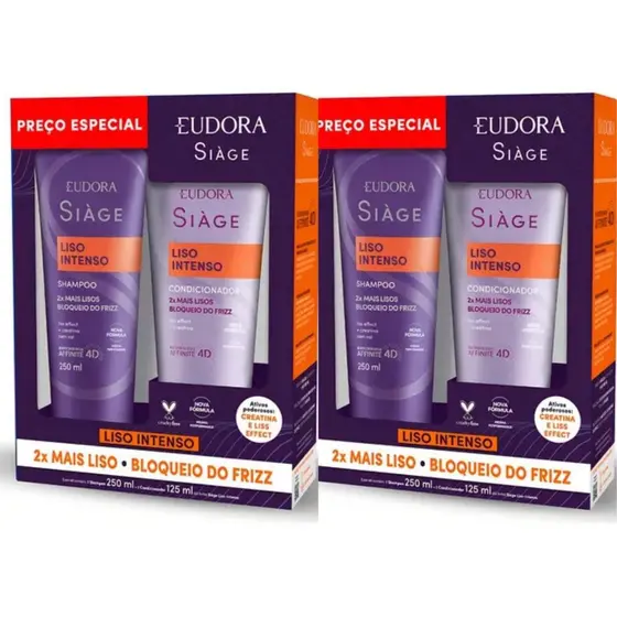 Kit 2 Liso Intenso Siàge Shampoo 250ml + Condicionador 125ml