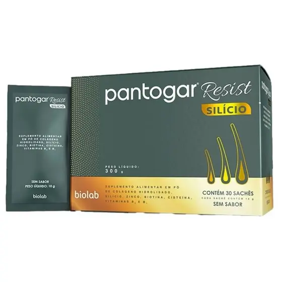 Pantogar Resist Silício Sem Sabor Com 30 Sachês De 10g Cada