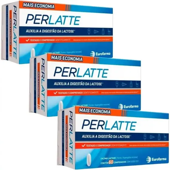 Kit Perlatte 3x60 Comp Suplemento Enzima Lactase 9.000 FCC