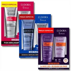 Kit Promocional Siage Shampoo + Condicionador Hair Plastia, Liso Intenso, Glow Expert, Nutri Rose