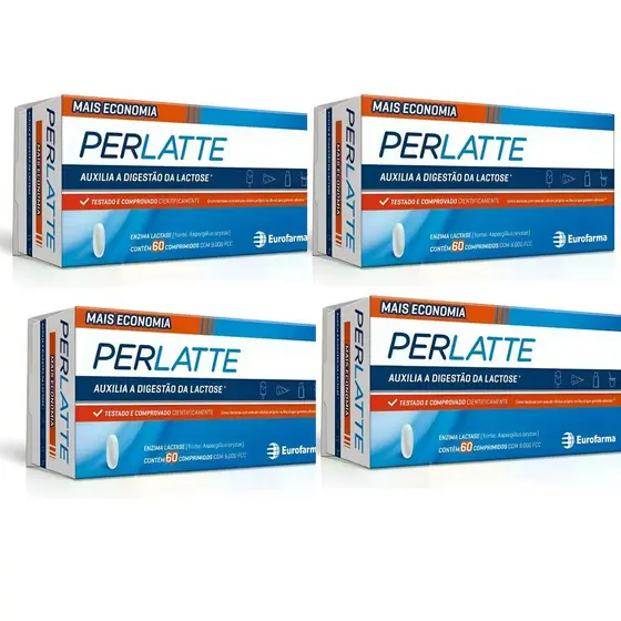 Kit Perlatte 4x60 Comp Suplemento Enzima Lactase 9.000 FCC