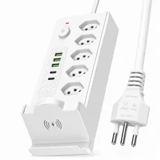 FILTRO DE LINHA INTELIGENTE REGUA EXTENSÃO ELÉTRICA COM USB , TIPO C , CARREGAMENTO POR INDUÇAO - BIVOLT - 10A - 2500W