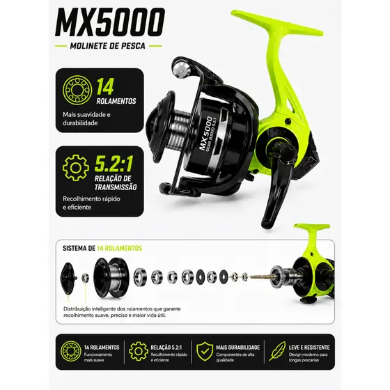 Molinete De Pesca De Metal mx5000 5.2.1 18 Raolamentos presente Para Dias Dos Pais