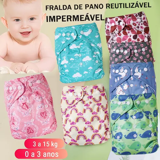 Fralda Ecológica de Natação Infantil Reutilizável Ajustável Para Bebês Impermeável Conforto