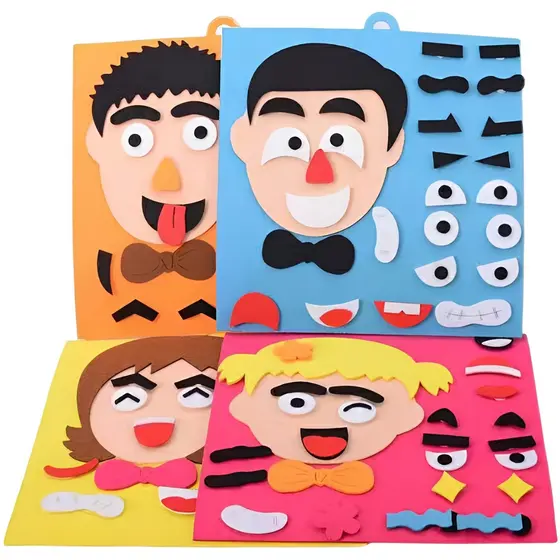 Brinquedo Montessori de Feltro Jogo Sensorial Infantil de Emoções e Expressões Faciais para Crianças