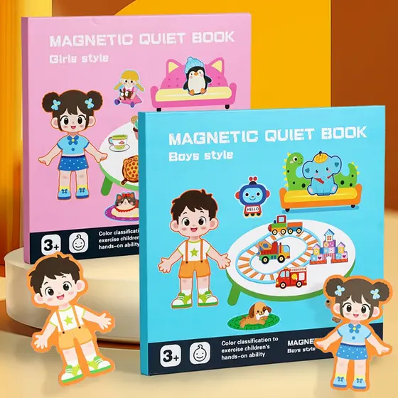 Livro Silencioso Magnético Infantil Menino Brinquedo Educativo Montessori Quebra Cabeça Magnético
