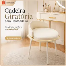 Cadeira Giratória para Penteadeira com Encosto Confortável, Cadeira de Maquiagem para Quarto Escritório Moderna