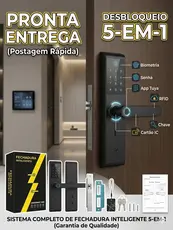 Fechadura Eletrônica Digital Inteligente 5 em 1 Biometria Senha Cartão App Tuya e Chave - Pronta Entrega