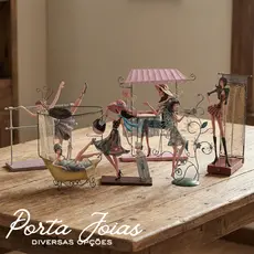Porta Joias Expositor De Bijuterias Metal Boneca Retrô Vintage Luxo Organizador Brincos Colares