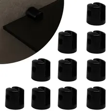 Kit 10 Suportes Fenda Redondo 01 Furo Para Prateleira de Vidro 6mm em Metal Preto