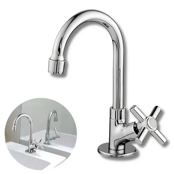 Torneira Banheiro Lavatório Lavabo Bica Móvel 1/4 De Volta Abs Cromado