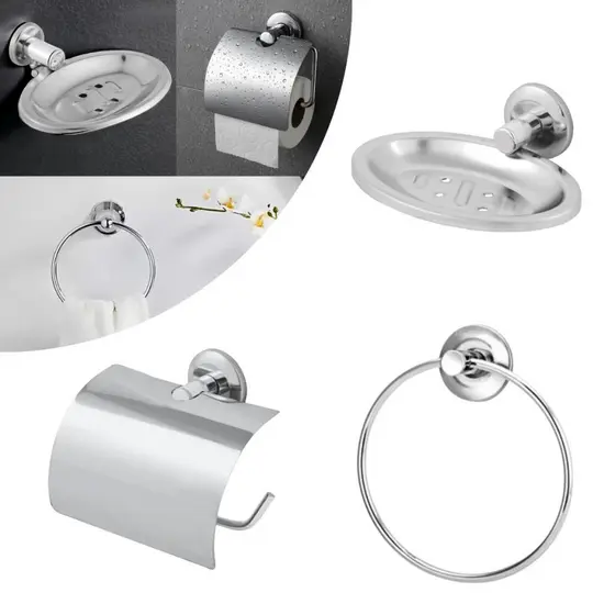 Kit 03 Peças Acessórios Para Banheiro Inox e Alumínio Fixação Dupla
