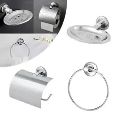 Kit 03 Peças Acessórios Para Banheiro Inox e Alumínio Fixação Dupla