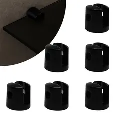 Kit 06 Suportes Fenda Redondo 02 Furos Para Prateleira de Vidro 6mm em Zamac Preto