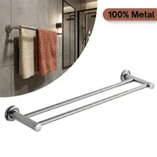 Porta Toalha Banho Duplo 100% Metal Cromado Luxo Fixação Dupla
