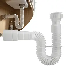 Sifão Flexível Universal Sanfonado Ajustável Pia Cozinha Tanque Branco Netware