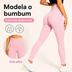 Calça Legging Canelada Feminina Cintura Alta Sem Costura Modeladora Fitness Academia
