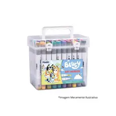 Kit Bluey 48 Cores Art Marker - Canetas de Ponta Dupla com E
