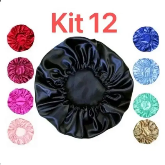 Kit 12 Unidades Touca de Cetim Anti Frizz