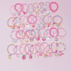24 Pulseiras(6 conjuntos) Para Criança Infantil Frutas Doces Coloridos