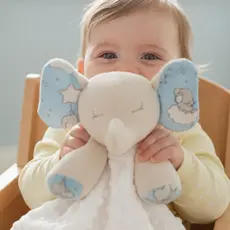 Naninha Premium Elefante Super Fofinho Bebê + Prendedor de chupeta – Antialérgica, Macia e Segura