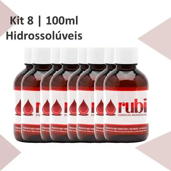 KIT 8 Essências Hidrossolúveis 100ml - Para Difusores, Home Sprays, Aromatizadores e Umidificadores