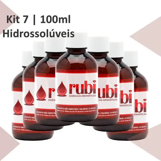 KIT 7 Essências Hidrossolúveis 100ml - Para Difusores, Home Sprays, Aromatizadores e Umidificadores