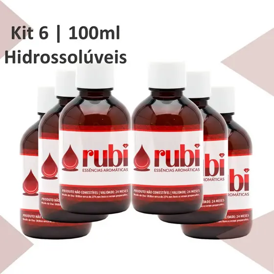 KIT 6 Essências Hidrossolúveis 100ml - Para Difusores, Home Sprays, Aromatizadores e Umidificadores