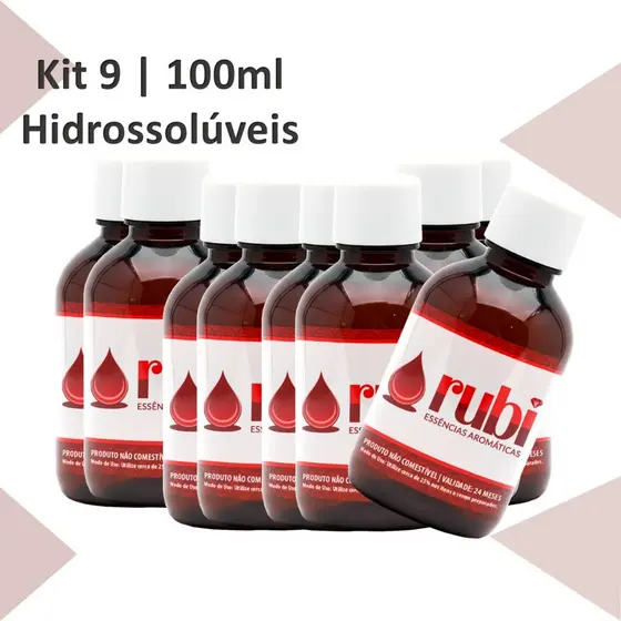 KIT 9 Essências Hidrossolúveis 100ml - Para Difusores, Home Sprays, Aromatizadores e Umidificadores